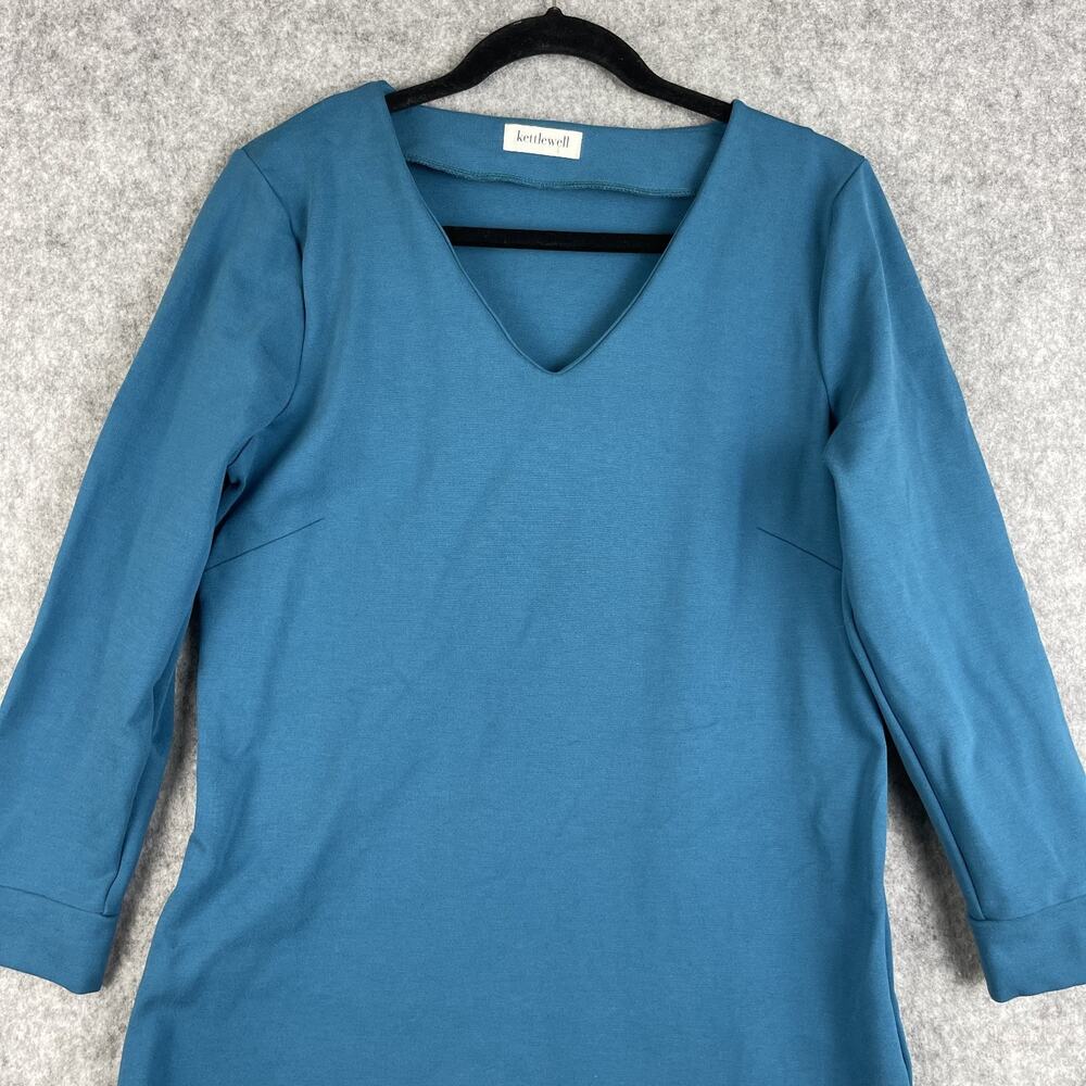 Kettlewell Dress Womens Large Teal Long Sleeve Midi Stretch Classic Career - Picture 2 of 14